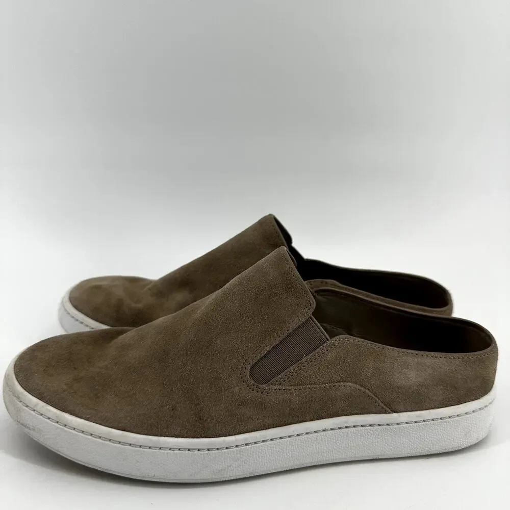 Vince Verrell Suede Slip On Sneakers Mule Suede Leather Round Toe Tan 5.5M